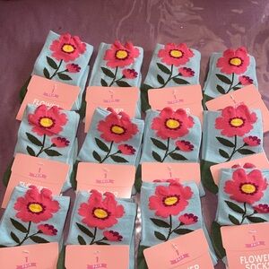 Floral Patterned Socks - Pink and Blue